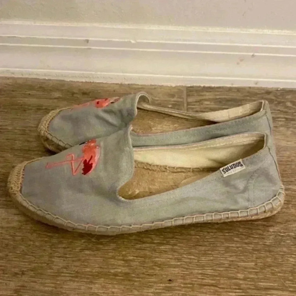 Soludos Flamingo Print Canvas Espadrille Slip On Shoes - Picture 4 of 8